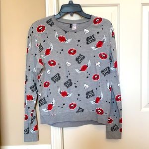H&M Divided “Girl Crew” Skulls and Lips Sweatshirt